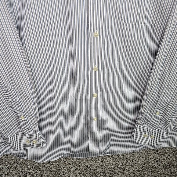 Jos A Bank Shirt Mens XL Blue Striped Button Down Travelers Cotton Pocket - Picture 5 of 7